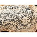 Hand knotted file lace tablecloth - has breaks - 75 x 75cm