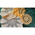 Four yellow doilies - 18, 26, 34 and 39 cm