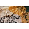 Four yellow doilies - 18, 26, 34 and 39 cm