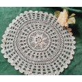 Round beige crochet doily/doilie -39cm