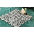 Crochet doily/doilie - diamond shape 52 x 27cm - ecru colour