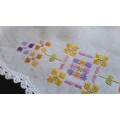 Vanity set of doilies embroidered with crochet edge 2 x 22cm and 1  x 43cm