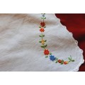 Embroidered tray cloth - white cotton - 42 x 24 cm