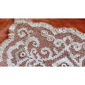 Small handknotted lace cloth -white and grey - 37 x 25 cm