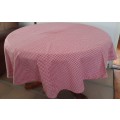 Red chequered tablecloth - cotton - round - 162 cm diameter