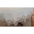 Cream tablecloth with ring crochet edging - round - 130 cm diameter