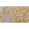Large yellow and white crochet doily doilie 45 cm