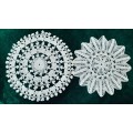 2 white crochet doilies 26 and 28 cm