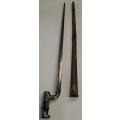 British 1853 Martini Enfield Triangular Spike Bayonet With well used Leather Scabbard