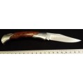 Silver cloud folding Pocket Knife with Wood Inlay Handle and lock Blade