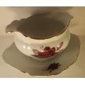 Vintage Gravy Boat Bohemia Made in Czecho slovakia With attached under plate