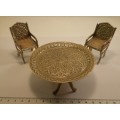 Miniature Brass Table and two chairs