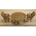 Miniature Brass Table and two chairs