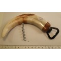 Warthog Tusk with Elephants Picture bottle opener and cork screw