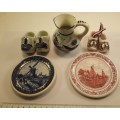Delft Blue Collection of five items jug has small chip on rim