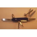 Swiss Army knife Mountaineer Victorinox Blue Scales Vintage Grooved Cork Screw