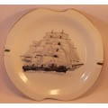 Vintage Ceramic Painted Sailing Vessel Ashtray with gilded Rim Made in Japan