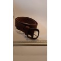 DOUBLE LEATHER BELT El Paso Brown Basket Weave size on belt size on 36 inch