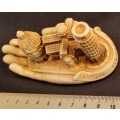 Ornament  Hand with Tower of Pisa  Hight 5 cm x width /length 10 cm signed by J Taliani