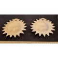 Two pc  Ceramic  Suns wall hanging Ornaments  13.5 cm dia