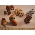 Set of six printer tray ornament dogs three porcelain and three other material