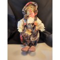 Collectable Clown Porcelain Face Feet and Hands Cloth Body 32 cm tall
