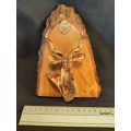 Wooden Wall Plaque  Durban with bronze coloured Kudu  Hight 19 x w 13 cm