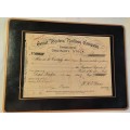 Place Mat Great Western Railway Company Stock certificate