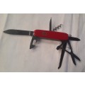Victorinox Swiss Army knife (Huntsman)Older model Red scales Grooved cork screw