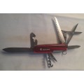 Victorinox Swiss Army knife (Huntsman) model Red Transl scales Swisscanto Logo on scale