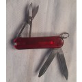 Victorinox Swiss Army Knife - Classic sd Red Translucent Scales with red led light with beflex logo