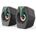 USB Powered Desktop RGB Stereo Speaker with Volume Control and 3.5 mm Aux Audio Jack, for Desktop K7