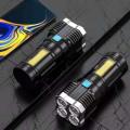 4-core LED Flashlight Strong Light USB Rechargeable 1200Ma Battery Super Bright