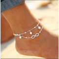 Infinity Anklet Silver Plated Double Chain