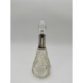 Antique Sterling Silver collar Hobnail Cut Glass Perfume Bottle