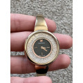 Original Swarovski Crystalline Pure Ladies Quartz Watch Gold Tone 34mm