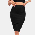 Women Zip Back Bandage Skirt Black - M