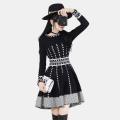 Women One Piece Long Knit Dress Black - XL