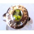 925 Sterling Silver  and Genuine Peridot Ring