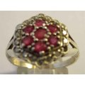 925 Sterling Silver Genuine Rubies and Diamonds Ring