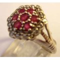 925 Sterling Silver Genuine Rubies and Diamonds Ring