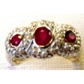 Spectacular Triple Rubies and Seed Pearls Ring