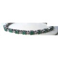 Genuine Emeralds in Solid Sterling Silver Tennis Bracelet
