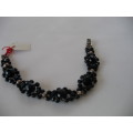 Solid 925 -Sterling Silver Clasp, Silver Beads & Genuine Black Onyx Bracelet
