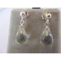 925- Solid Sterling Silver  and Drop Topaz Earrings