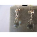 925- Solid Sterling Silver  and Drop Topaz Earrings