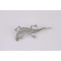 Art deco 925 Sterling Silver and Marcasite `Lizard `Brooch