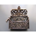 925 Sterling Silver  and Genuine Garnet `purse `/ Pendant