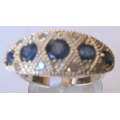 925 Solid Sterling Silver, Genuine Blue Sapphires & Diamonds Ring