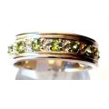925 -Sterling Silver  and Genuine Peridot Half Eternity Ring